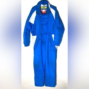 Vintage 80’s Ispo Blue White One Piece Snowsuit Ski Suit XL